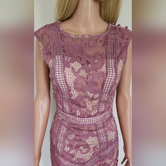 ASOS PURPLE DRESS MIDI LACE - Picture 5 of 13